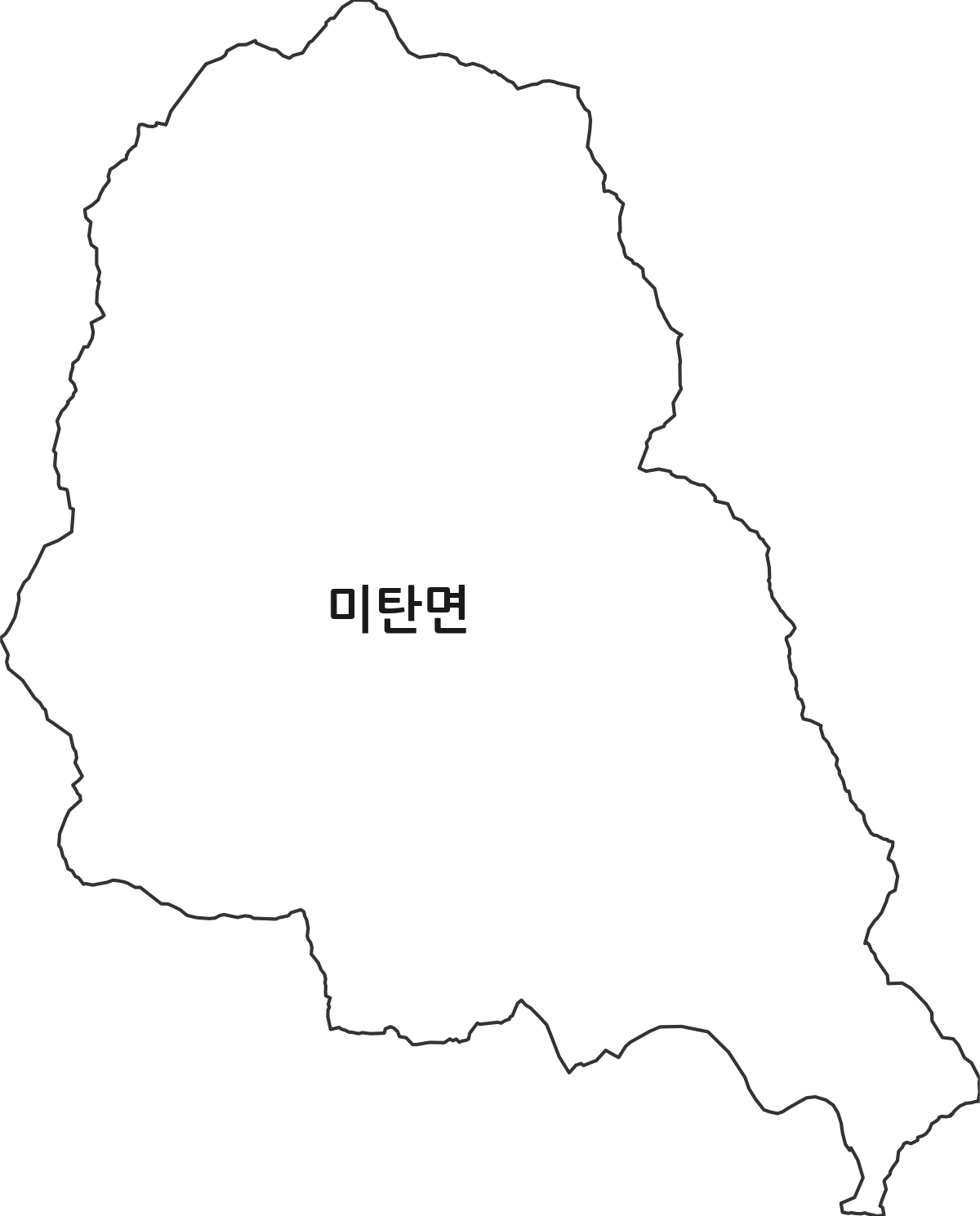 강원특별자치도 평창군 미탄면 법정동 행정구역 경계 지도