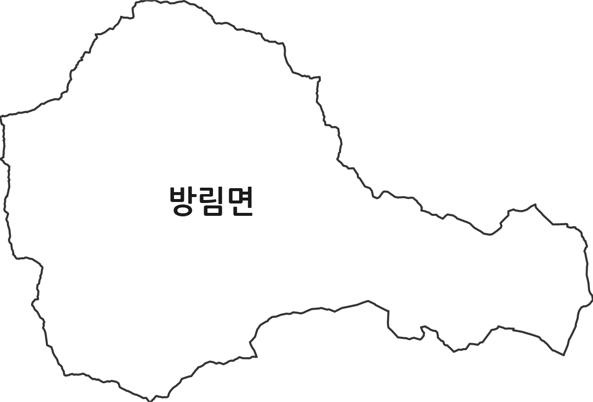 강원특별자치도 평창군 방림면 법정동 행정구역 경계 지도