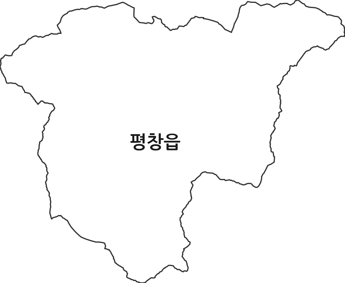 강원특별자치도 평창군 평창읍 법정동 행정구역 경계 지도