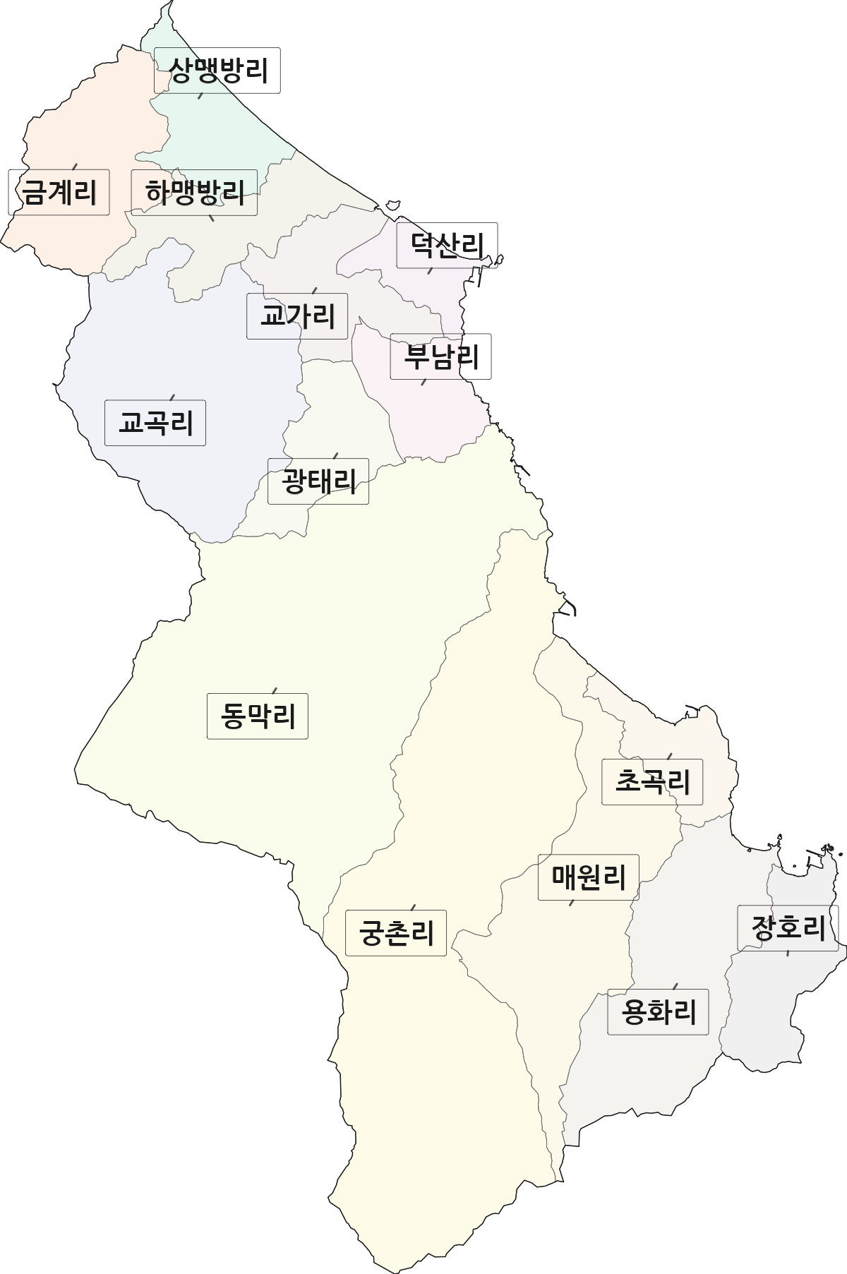 강원특별자치도 삼척시 근덕면 법정동 리 구분 행정구역 경계 지도