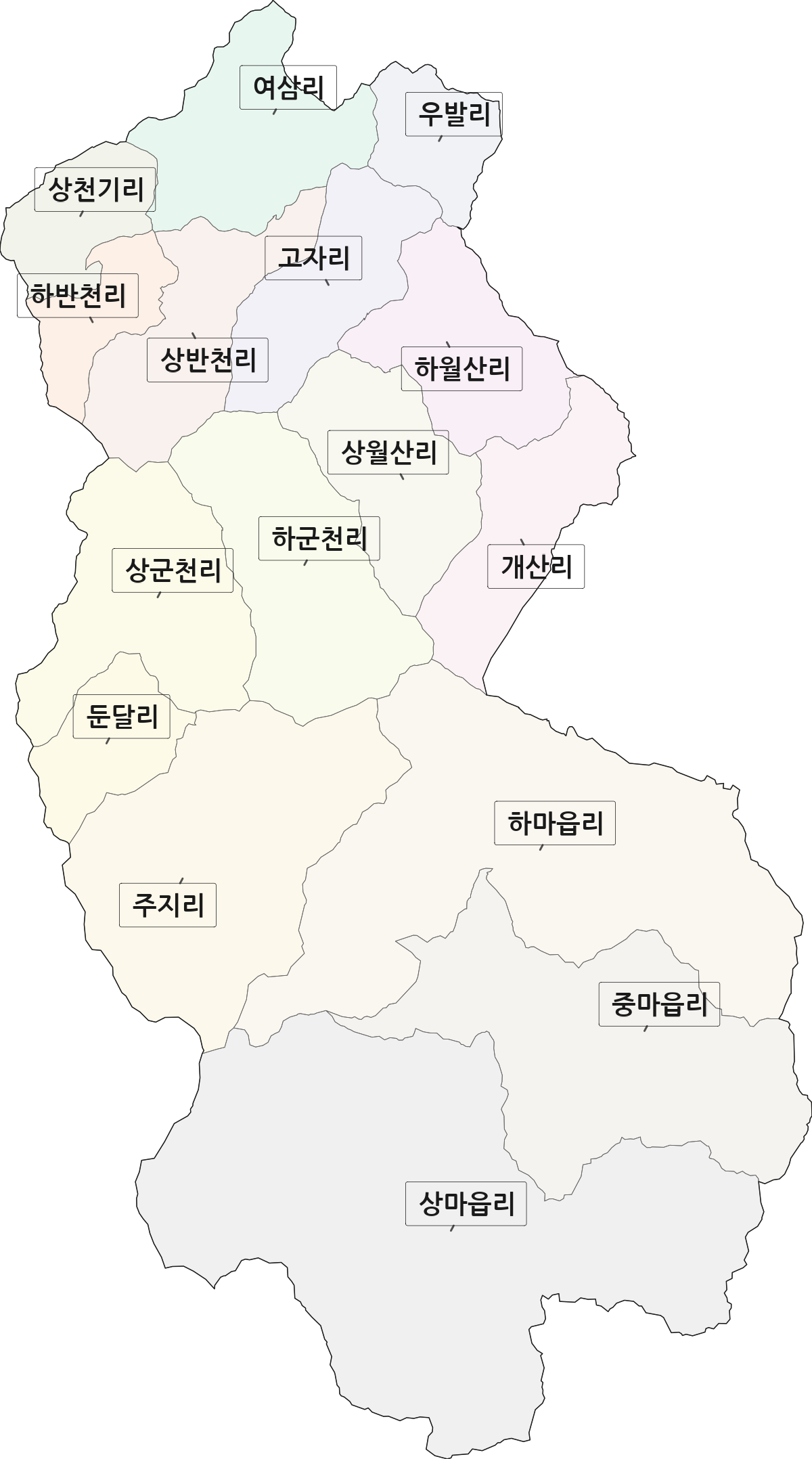 강원특별자치도 삼척시 노곡면 법정동 리 구분 행정구역 경계 지도
