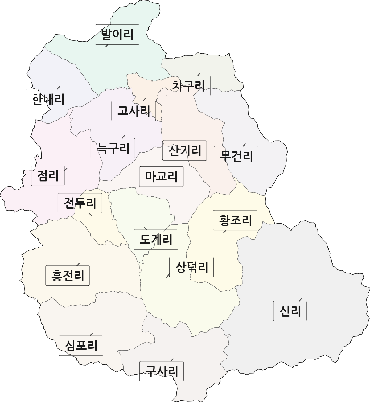 강원특별자치도 삼척시 도계읍 법정동 리 구분 행정구역 경계 지도