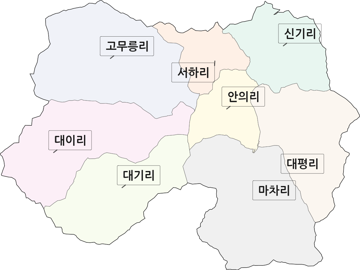 강원특별자치도 삼척시 신기면 법정동 리 구분 행정구역 경계 지도