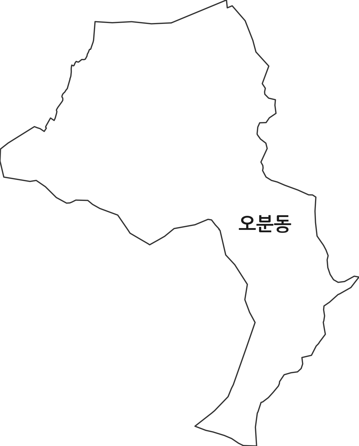 강원특별자치도 삼척시 오분동 법정동 행정구역 경계 지도
