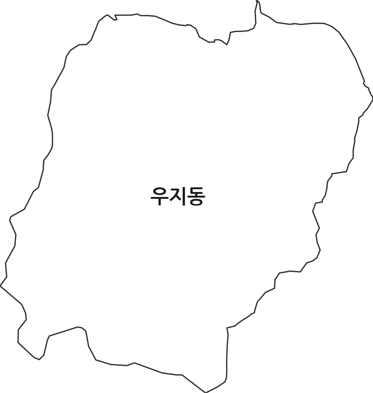 강원특별자치도 삼척시 우지동 법정동 행정구역 경계 지도