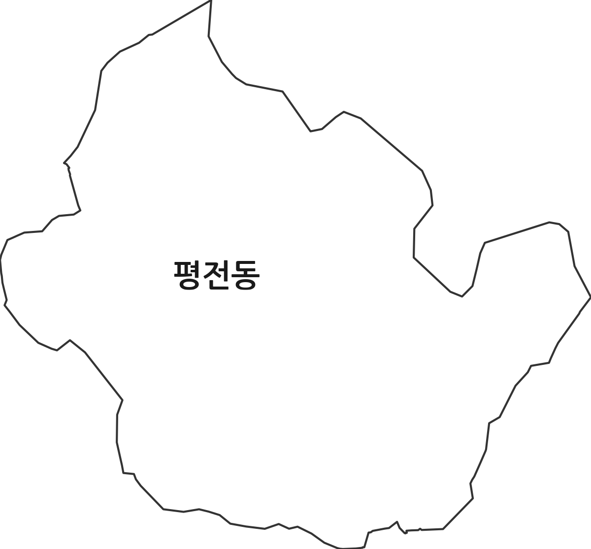 강원특별자치도 삼척시 평전동 법정동 행정구역 경계 지도