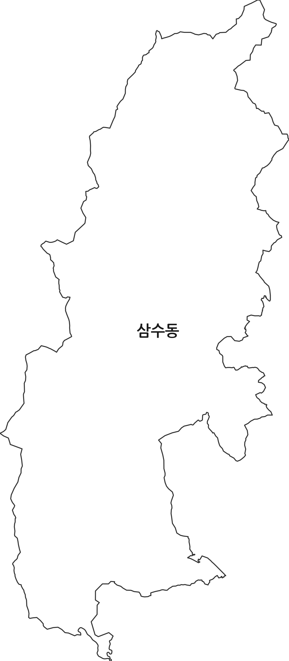 강원특별자치도 태백시 삼수동 행정동 행정구역 경계 지도