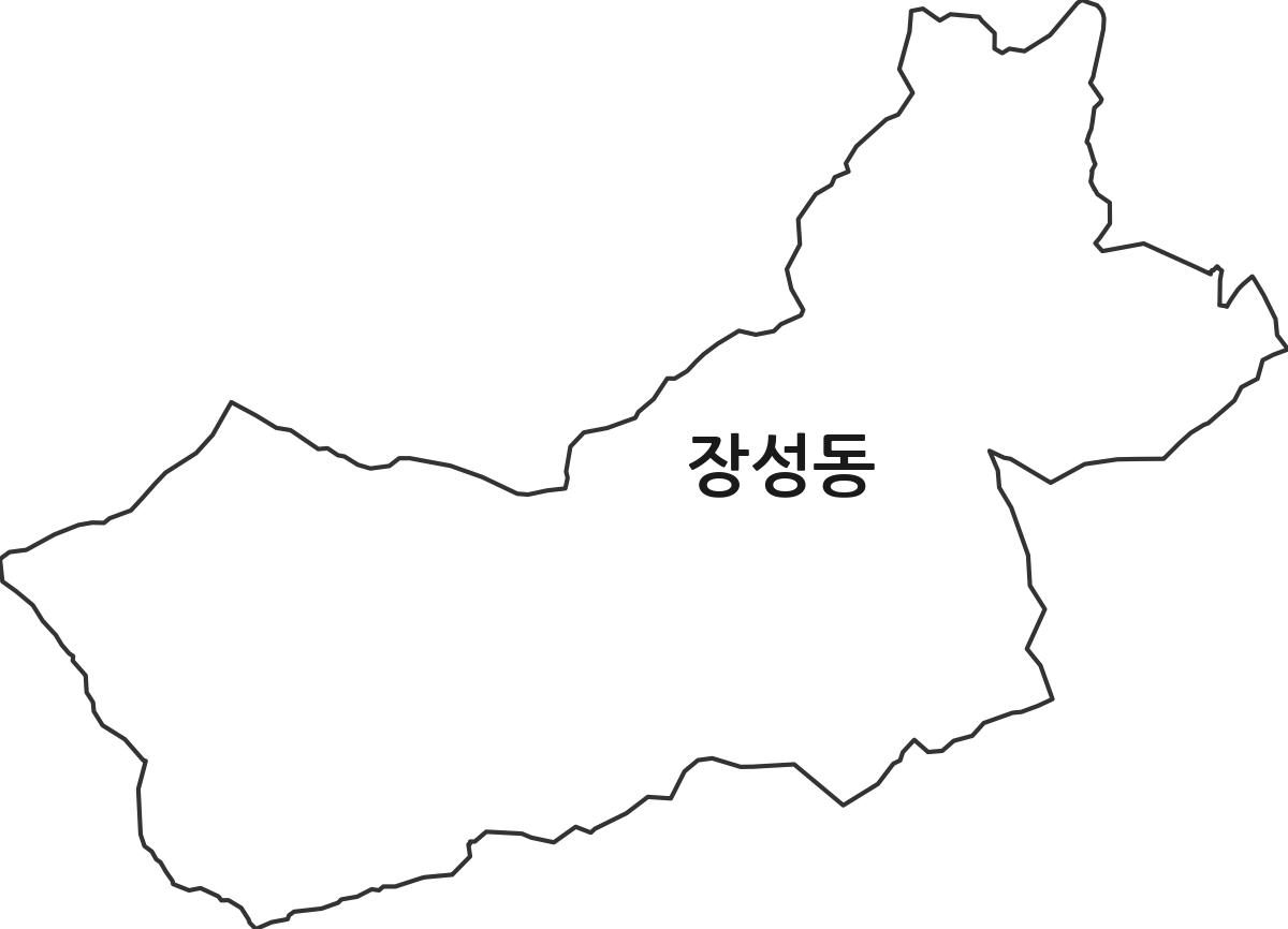 강원특별자치도 태백시 장성동 행정동 행정구역 경계 지도
