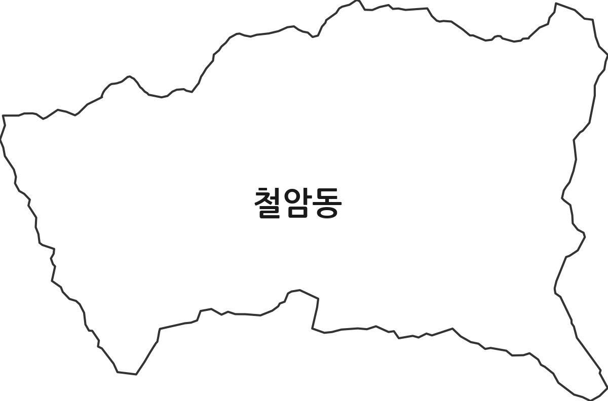 강원특별자치도 태백시 철암동 행정동 행정구역 경계 지도