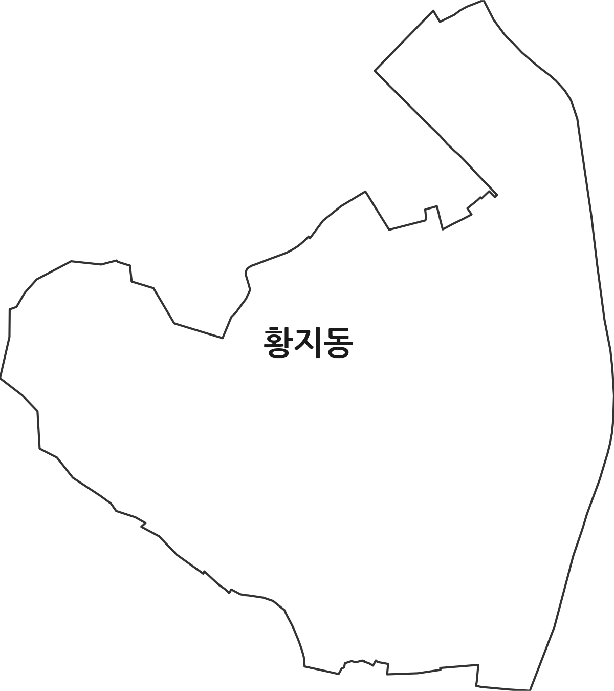 강원특별자치도 태백시 황지동 행정동 행정구역 경계 지도