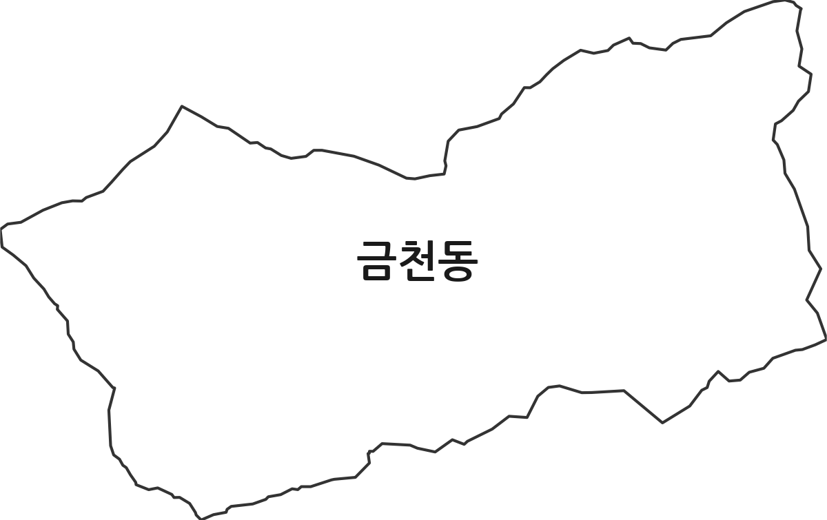 강원특별자치도 태백시 금천동 법정동 행정구역 경계 지도
