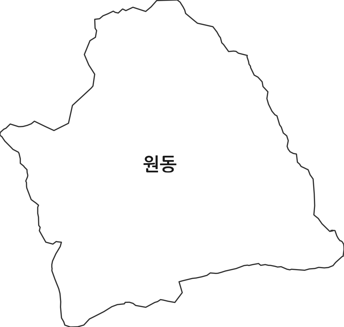 강원특별자치도 태백시 원동 법정동 행정구역 경계 지도