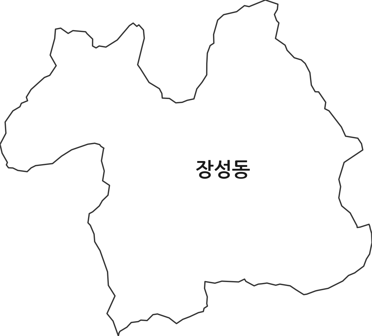 강원특별자치도 태백시 장성동 법정동 행정구역 경계 지도