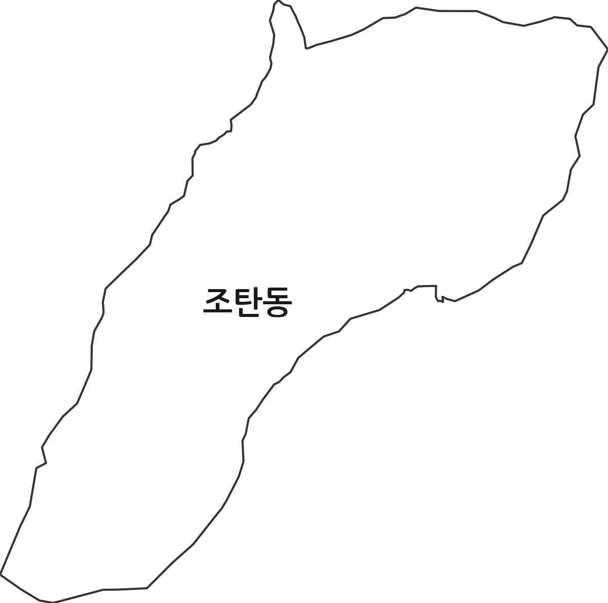 강원특별자치도 태백시 조탄동 법정동 행정구역 경계 지도