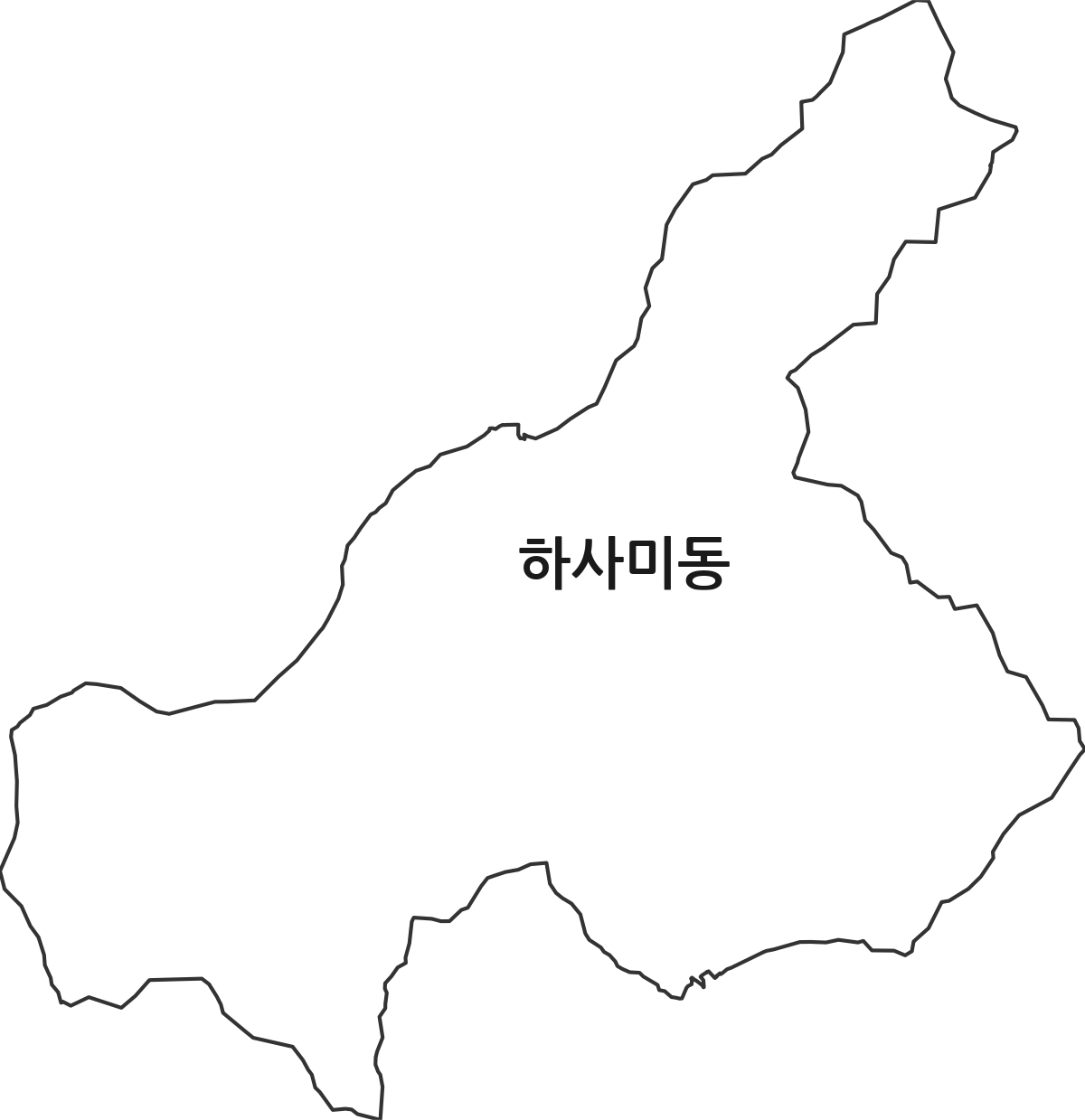 강원특별자치도 태백시 하사미동 법정동 행정구역 경계 지도