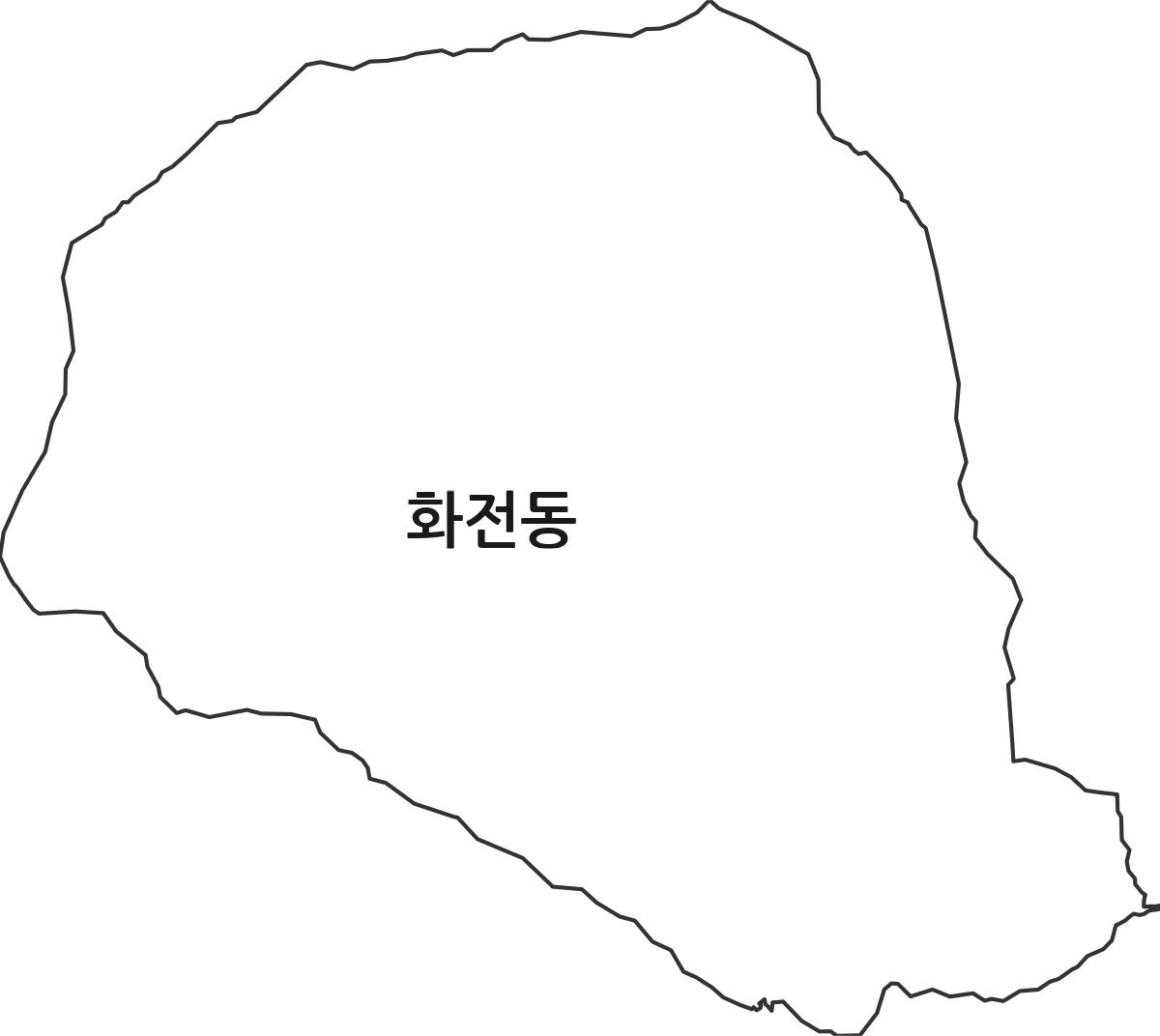 강원특별자치도 태백시 화전동 법정동 행정구역 경계 지도