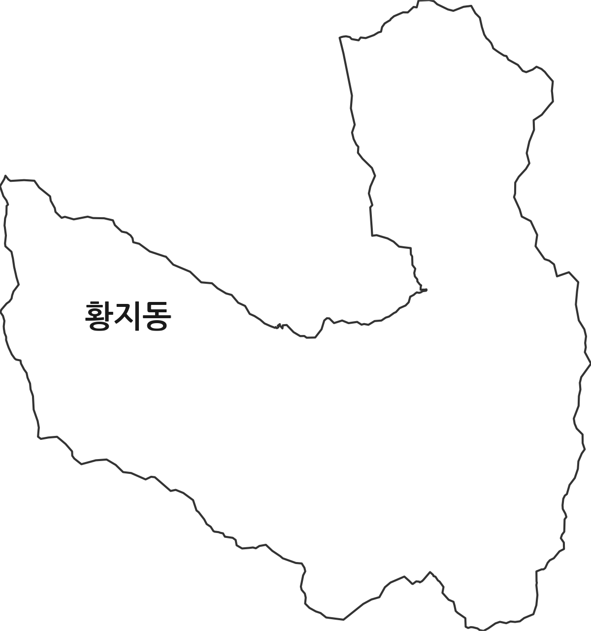 강원특별자치도 태백시 황지동 법정동 행정구역 경계 지도