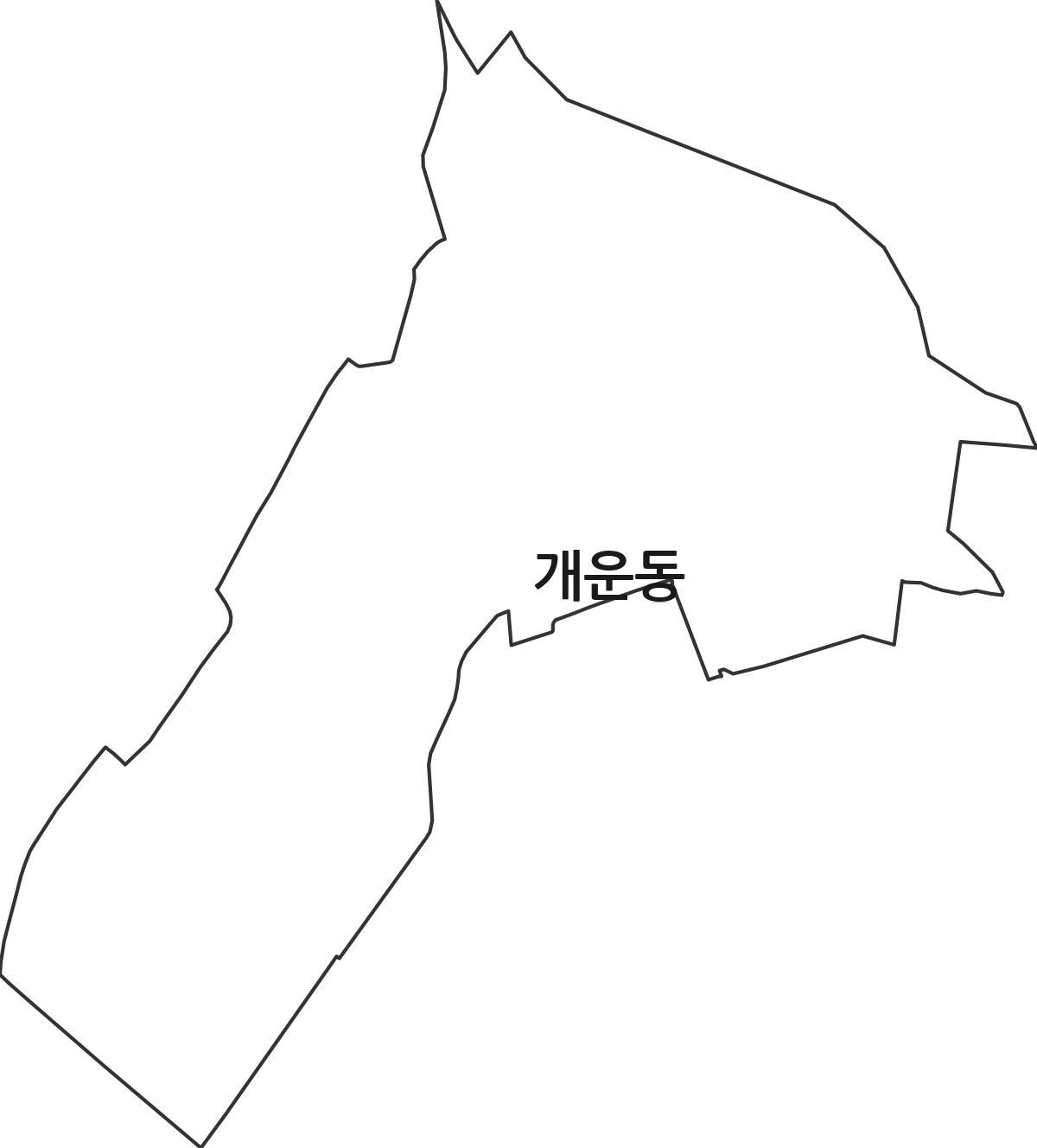강원특별자치도 원주시 개운동 행정동 행정구역 경계 지도