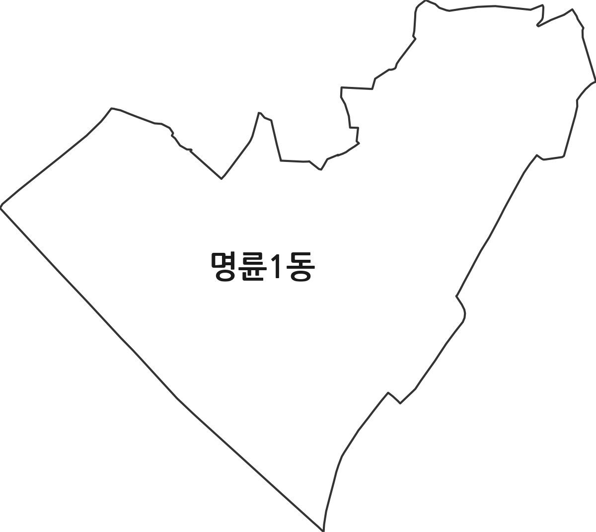 강원특별자치도 원주시 명륜1동 행정동 행정구역 경계 지도