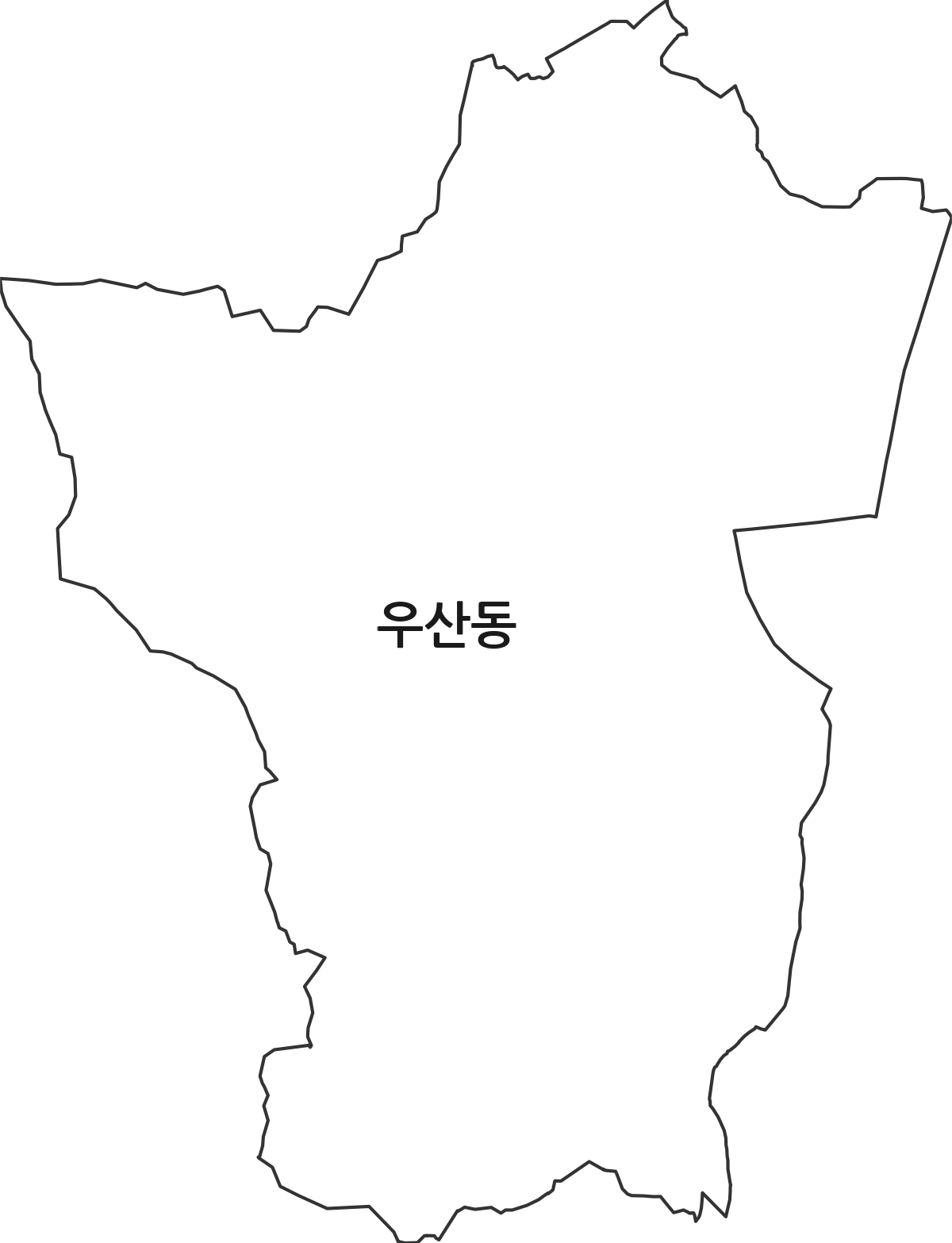 강원특별자치도 원주시 우산동 행정동 행정구역 경계 지도