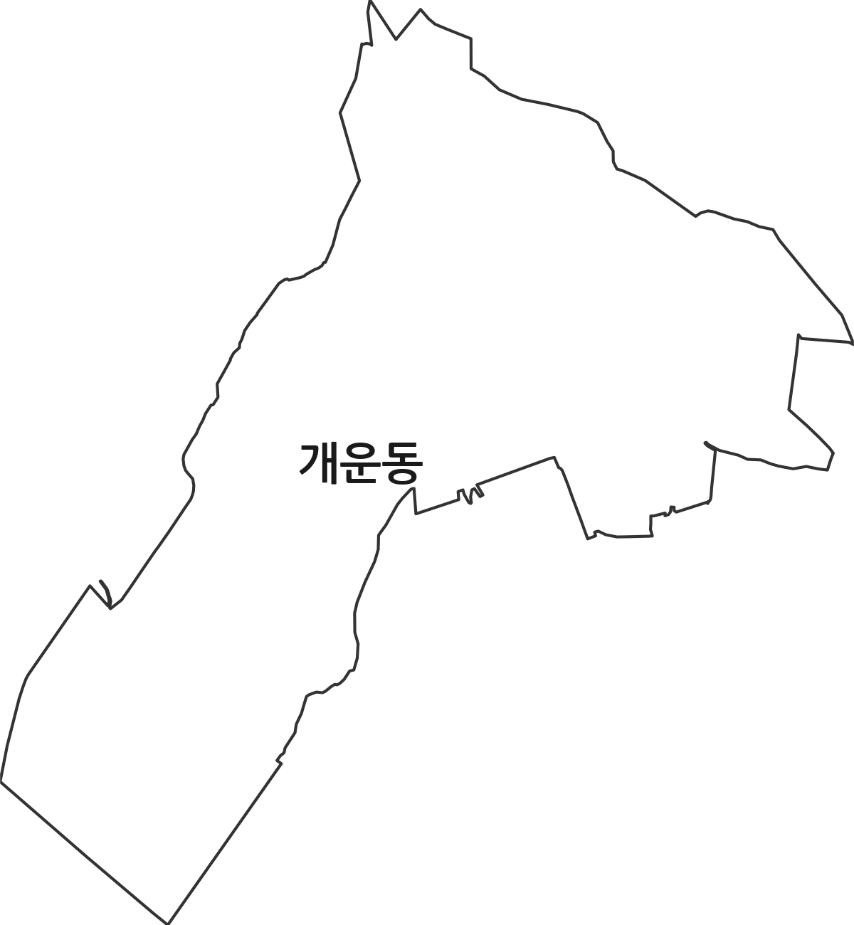 강원특별자치도 원주시 개운동 법정동 행정구역 경계 지도