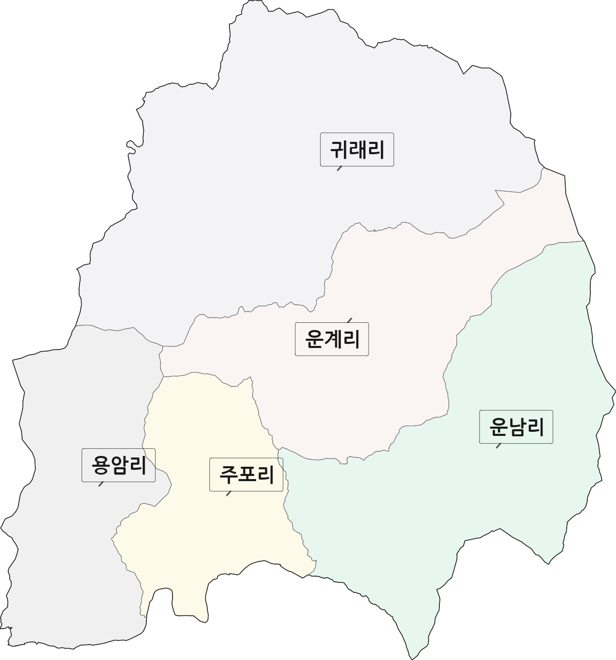 강원특별자치도 원주시 귀래면 법정동 리 구분 행정구역 경계 지도