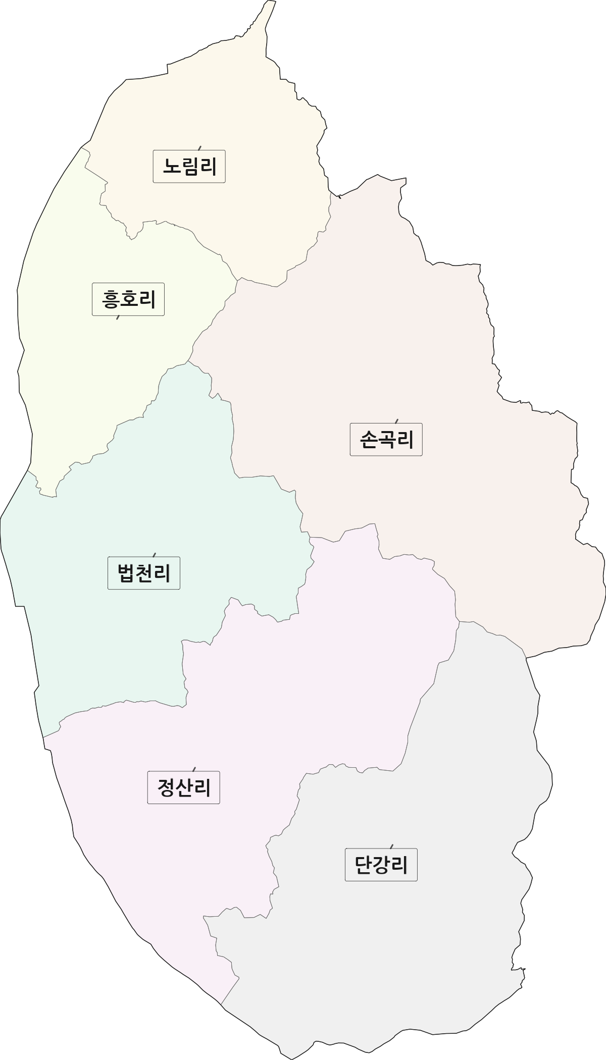 강원특별자치도 원주시 부론면 법정동 리 구분 행정구역 경계 지도