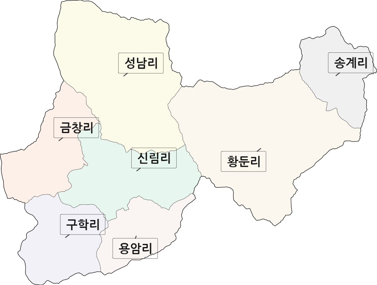 강원특별자치도 원주시 신림면 법정동 리 구분 행정구역 경계 지도