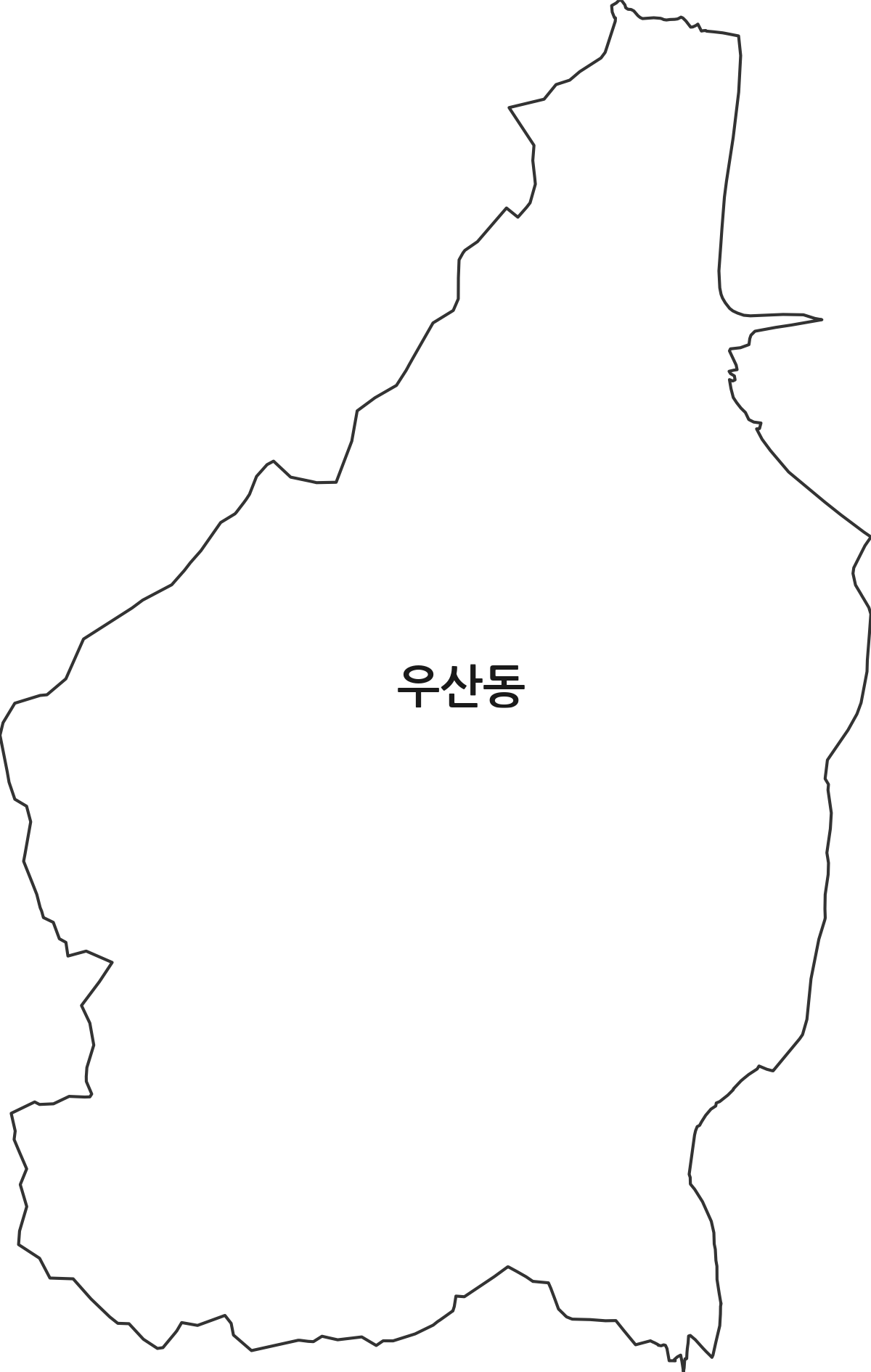 강원특별자치도 원주시 우산동 법정동 행정구역 경계 지도