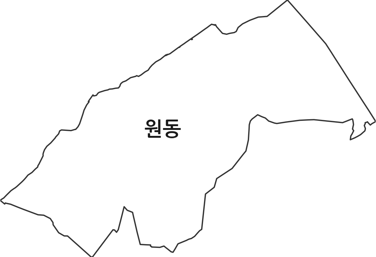 강원특별자치도 원주시 원동 법정동 행정구역 경계 지도