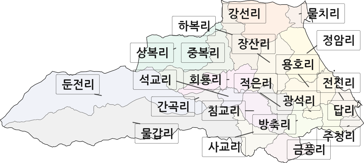 강원특별자치도 양양군 강현면 법정동 리 구분 행정구역 경계 지도