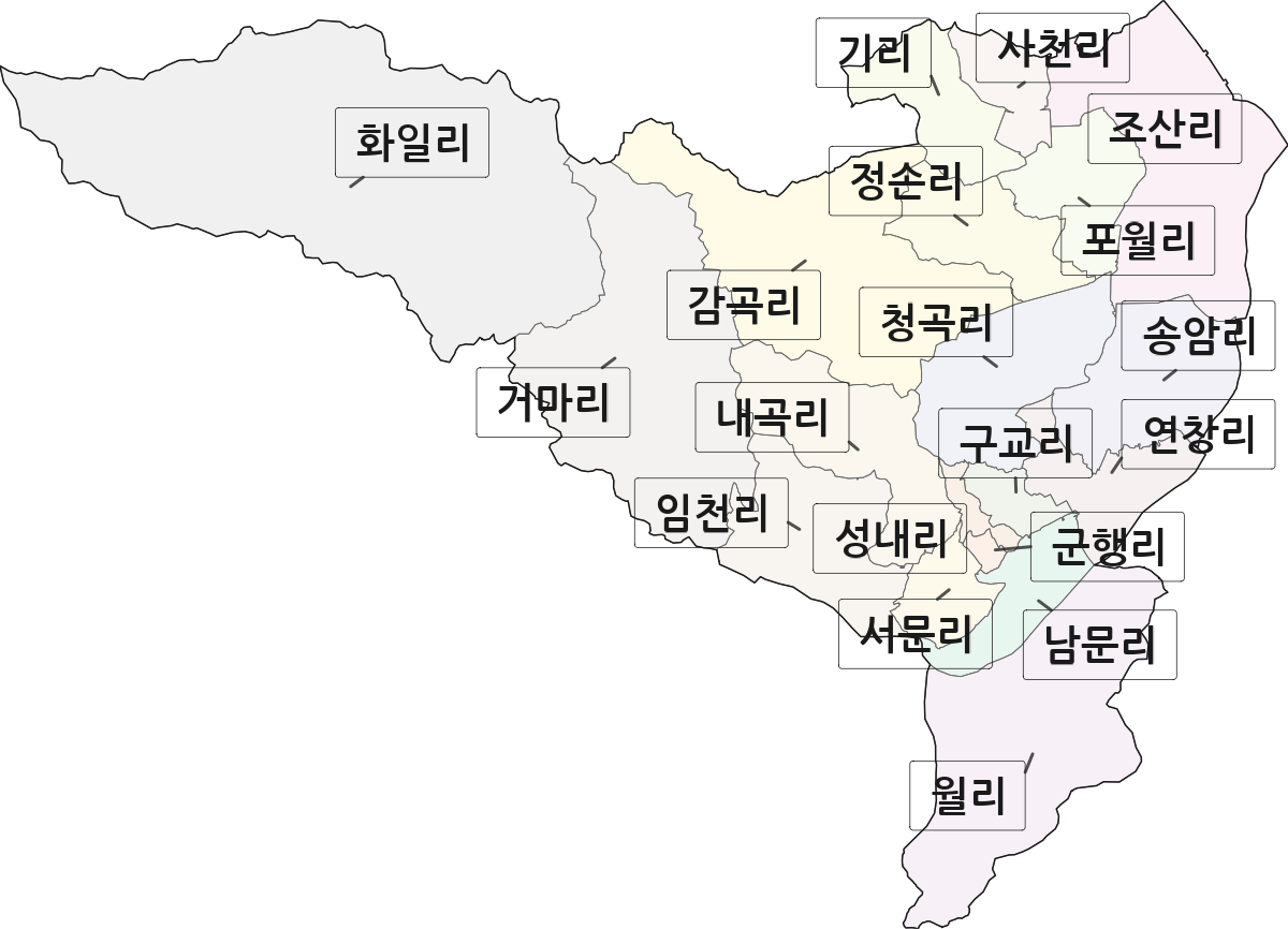강원특별자치도 양양군 양양읍 법정동 리 구분 행정구역 경계 지도