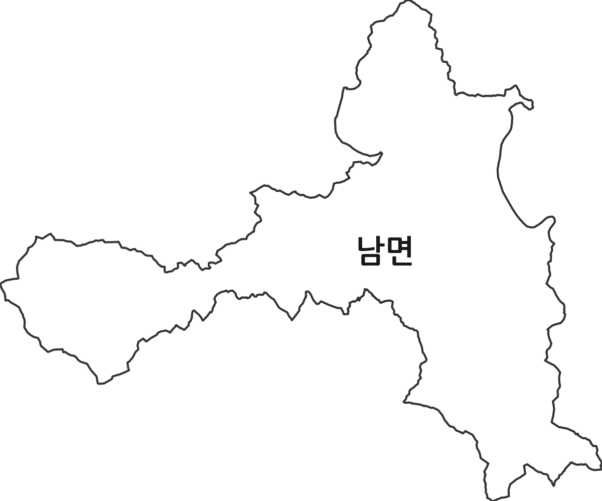강원특별자치도 영월군 남면 행정동 행정구역 경계 지도
