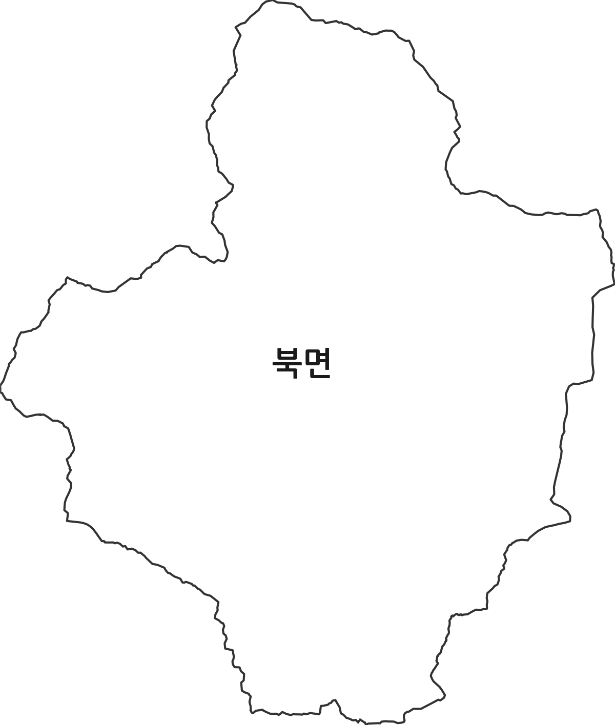 강원특별자치도 영월군 북면 행정동 행정구역 경계 지도