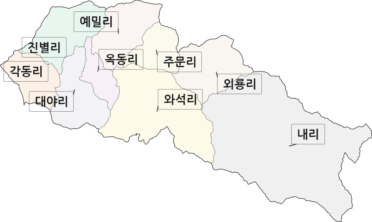 강원특별자치도 영월군 김삿갓면 법정동 리 구분 행정구역 경계 지도