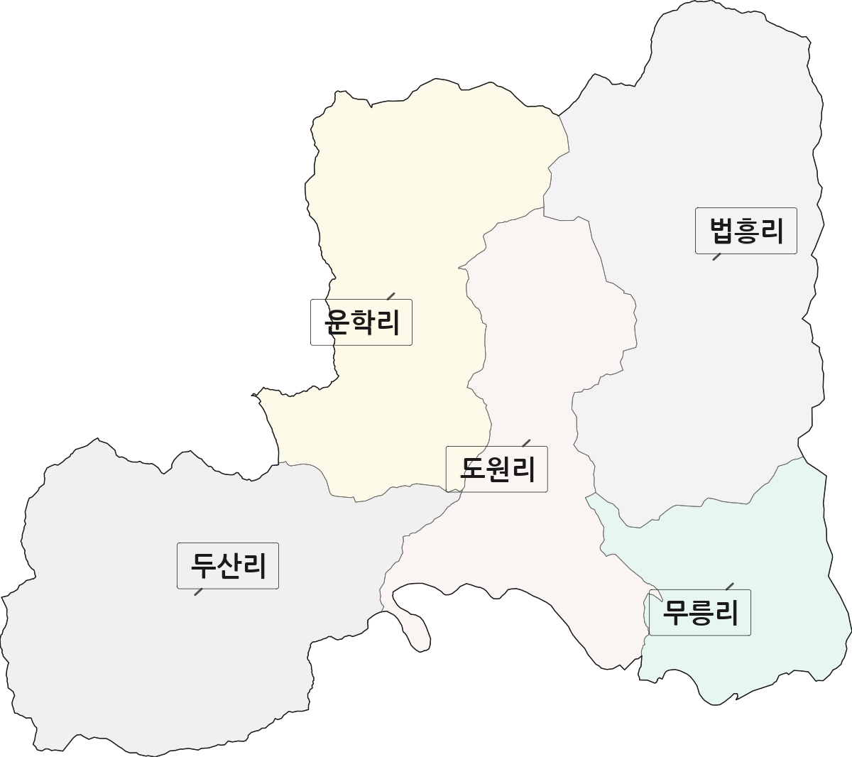 강원특별자치도 영월군 무릉도원면 법정동 리 구분 행정구역 경계 지도