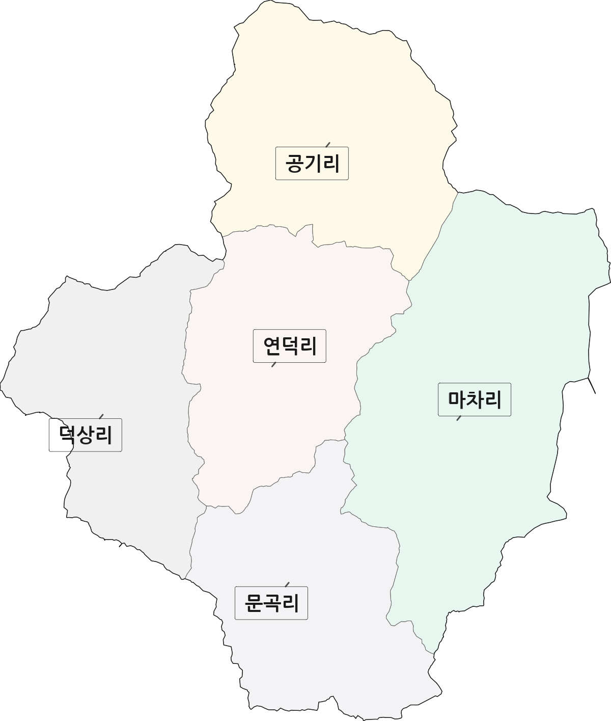 강원특별자치도 영월군 북면 법정동 리 구분 행정구역 경계 지도