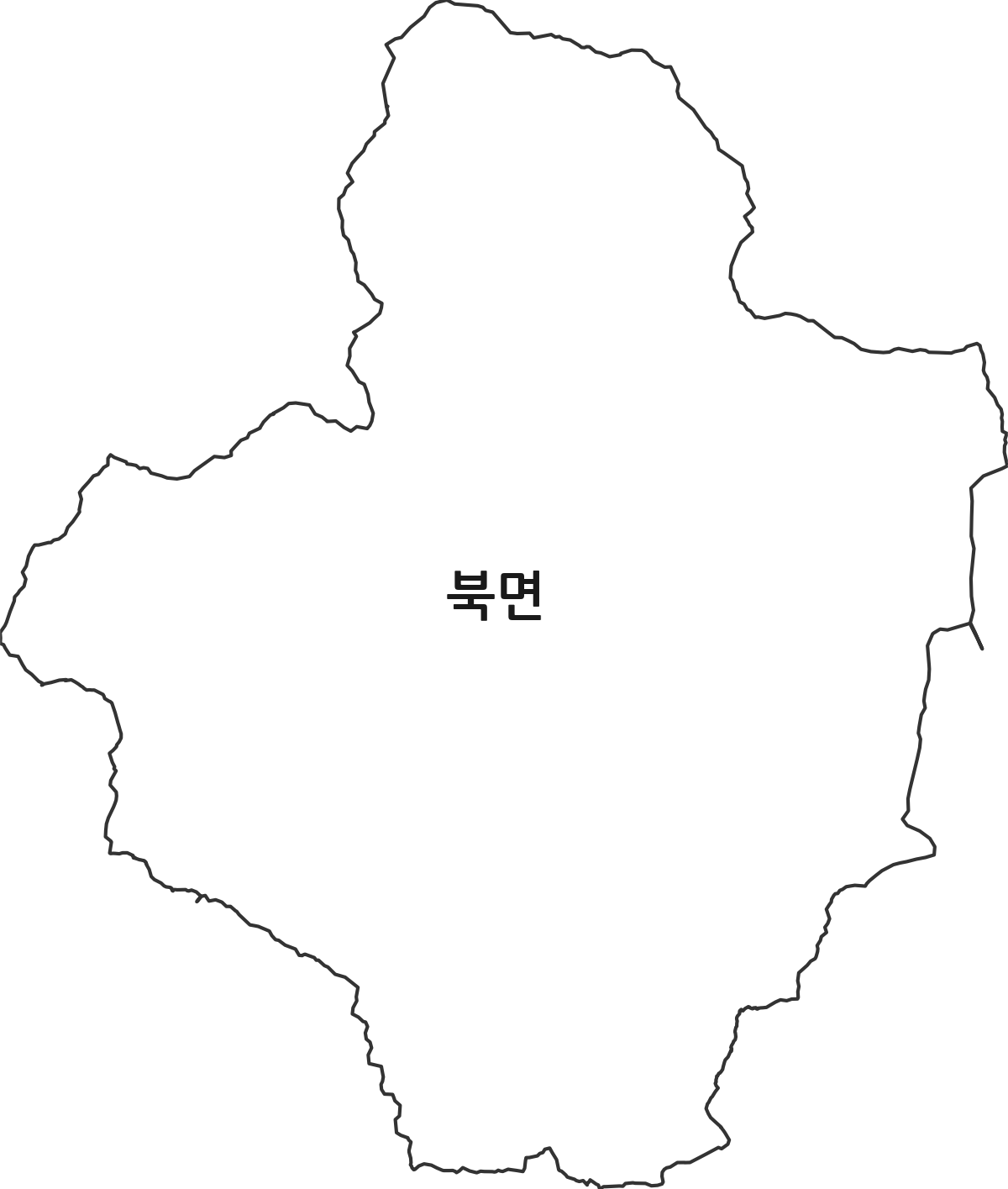 강원특별자치도 영월군 북면 법정동 행정구역 경계 지도