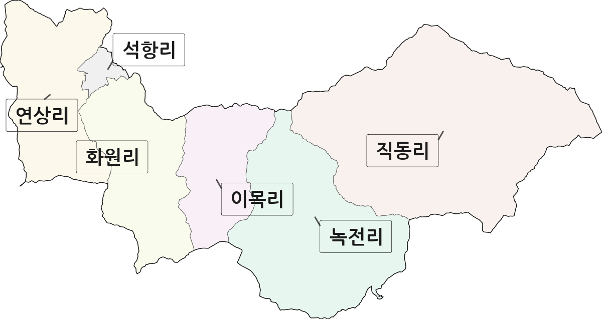 강원특별자치도 영월군 산솔면 법정동 리 구분 행정구역 경계 지도