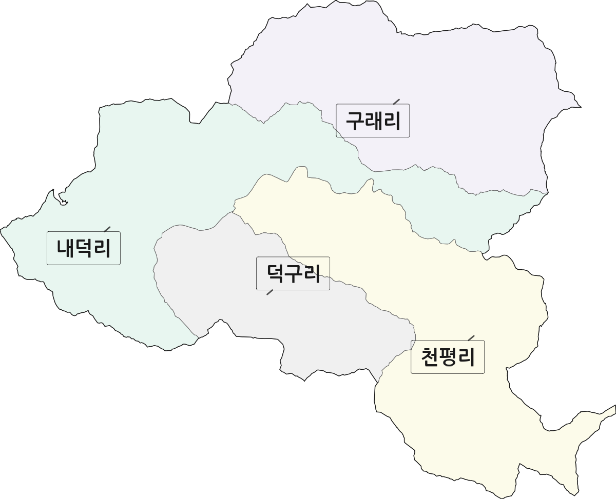 강원특별자치도 영월군 상동읍 법정동 리 구분 행정구역 경계 지도