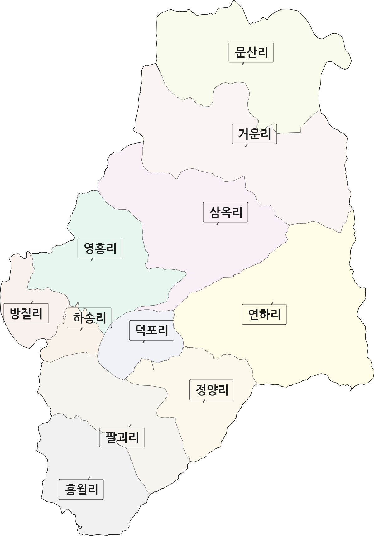 강원특별자치도 영월군 영월읍 법정동 리 구분 행정구역 경계 지도