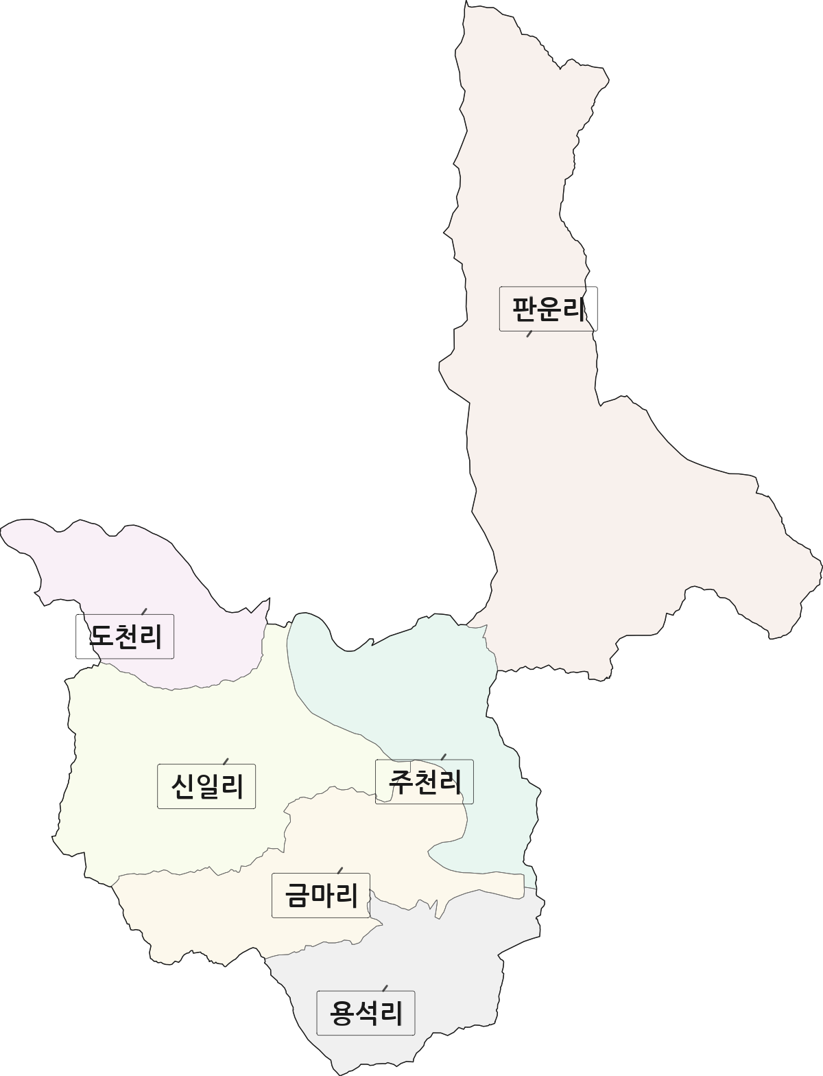 강원특별자치도 영월군 주천면 법정동 리 구분 행정구역 경계 지도