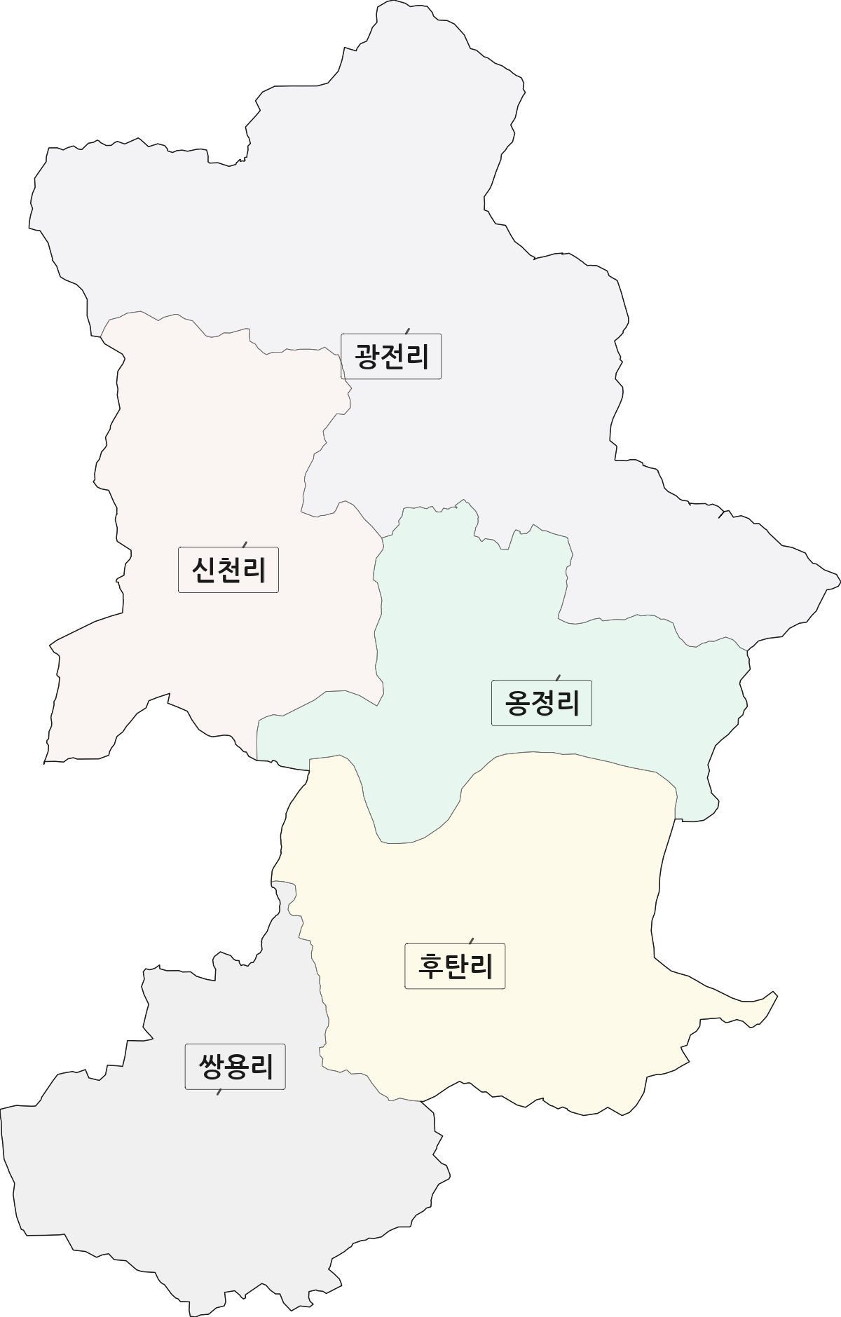 강원특별자치도 영월군 한반도면 법정동 리 구분 행정구역 경계 지도