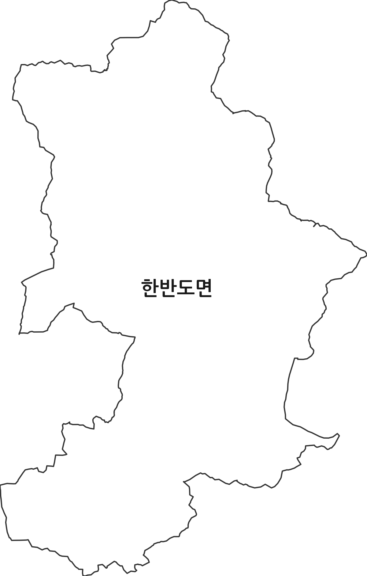강원특별자치도 영월군 한반도면 법정동 행정구역 경계 지도