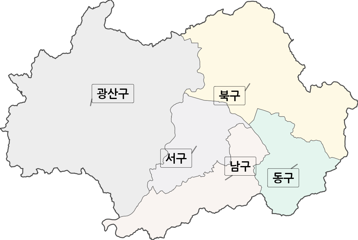 광주광역시 행정구역 경계 지도
