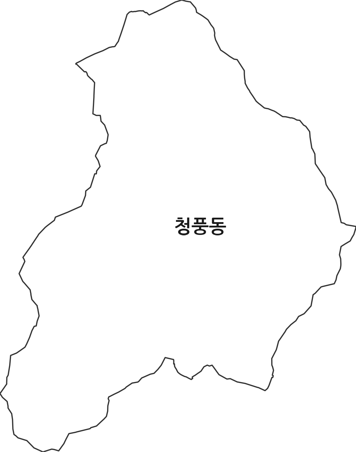 광주광역시 북구 청풍동 법정동 행정구역 경계 지도