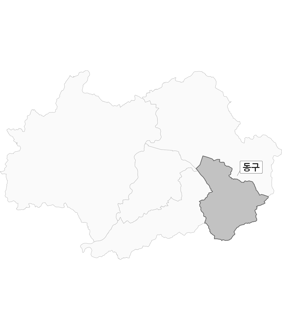 광주광역시 범위 내 동구 행정구역 경계 지도