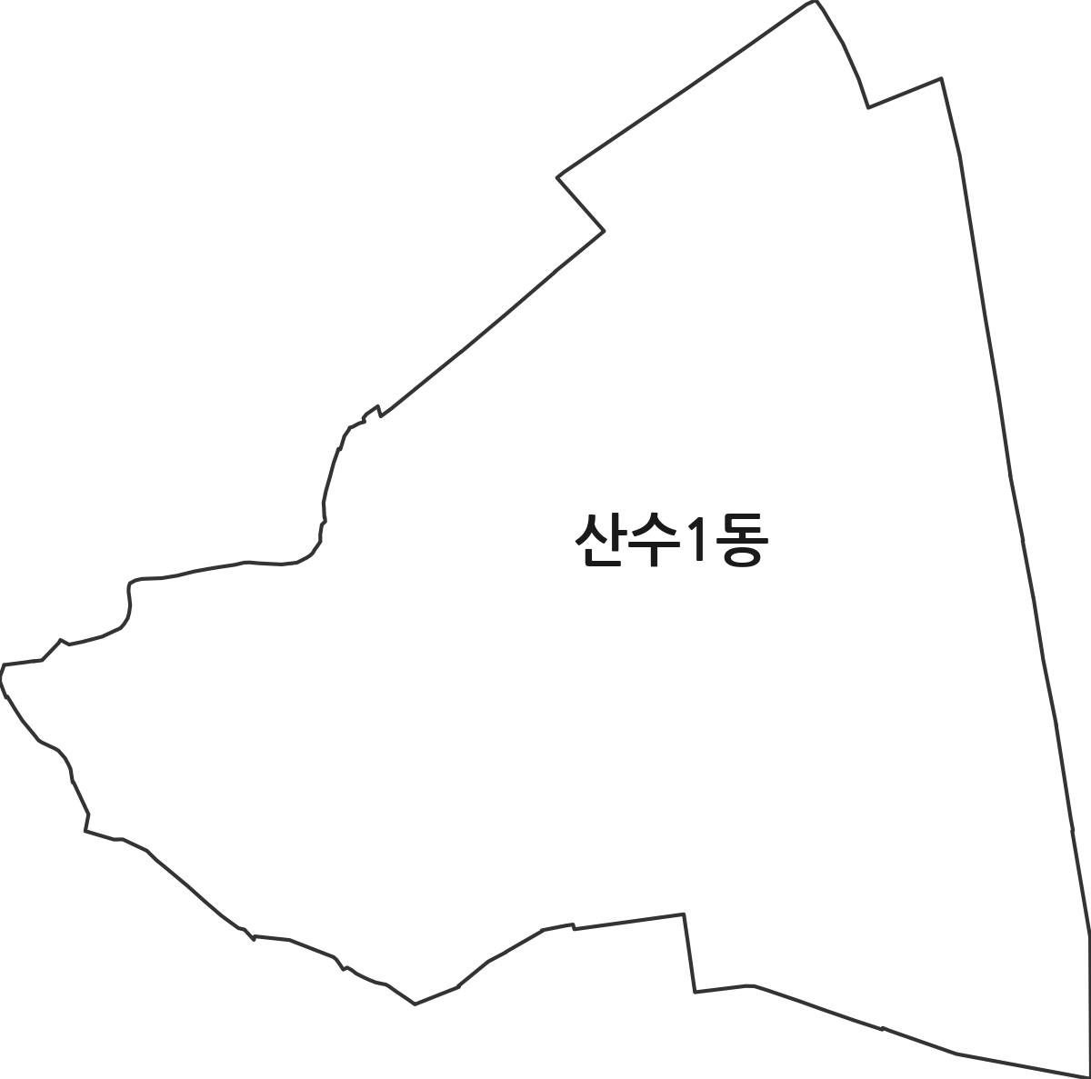 광주광역시 동구 산수1동 행정동 행정구역 경계 지도