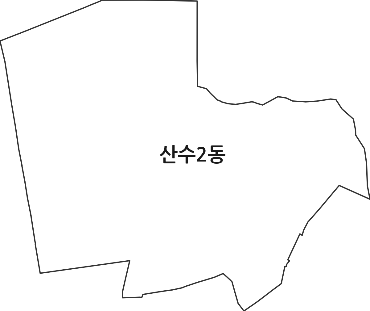 광주광역시 동구 산수2동 행정동 행정구역 경계 지도