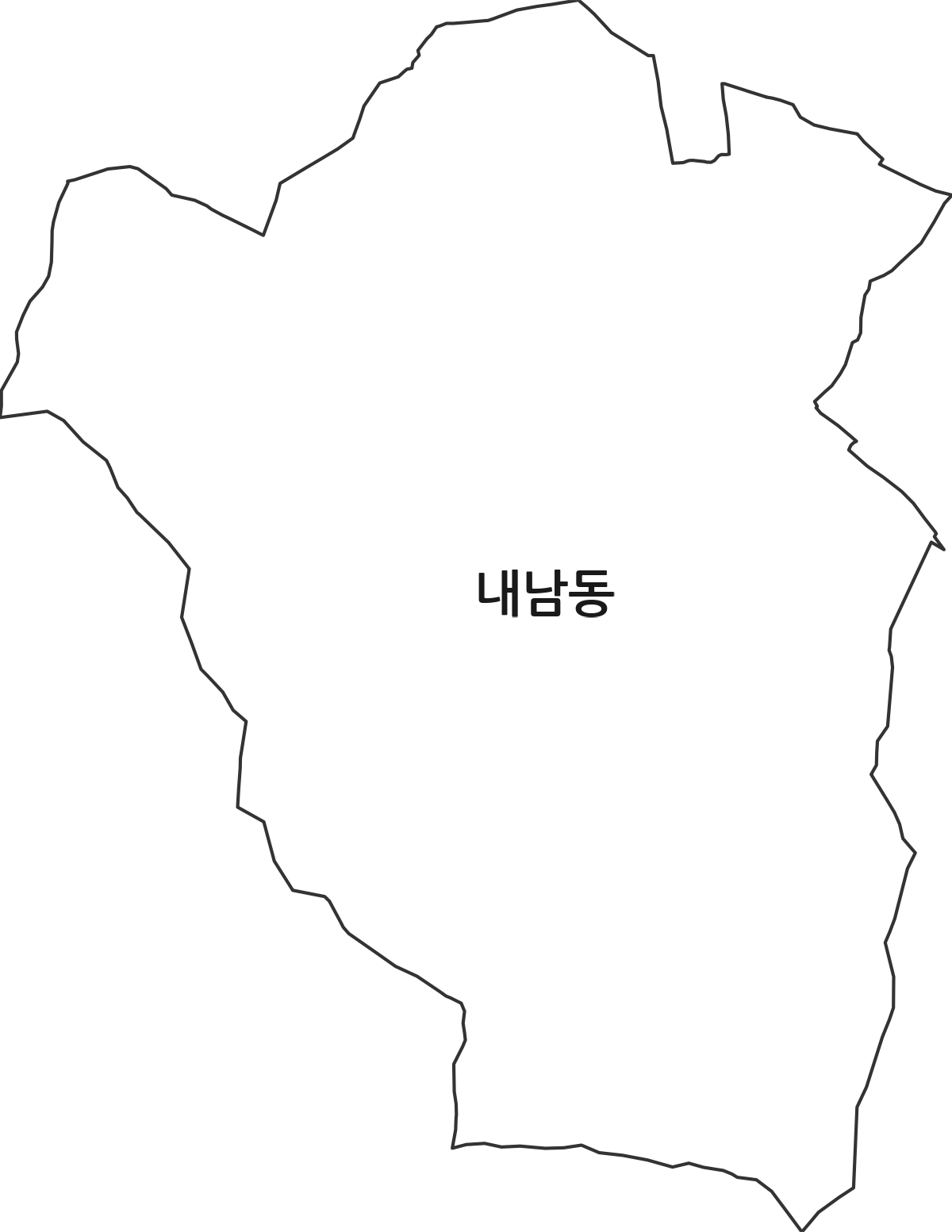 광주광역시 동구 내남동 법정동 행정구역 경계 지도